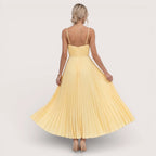 Solenne | Women’s Pleated V-Neck Maxi Dress