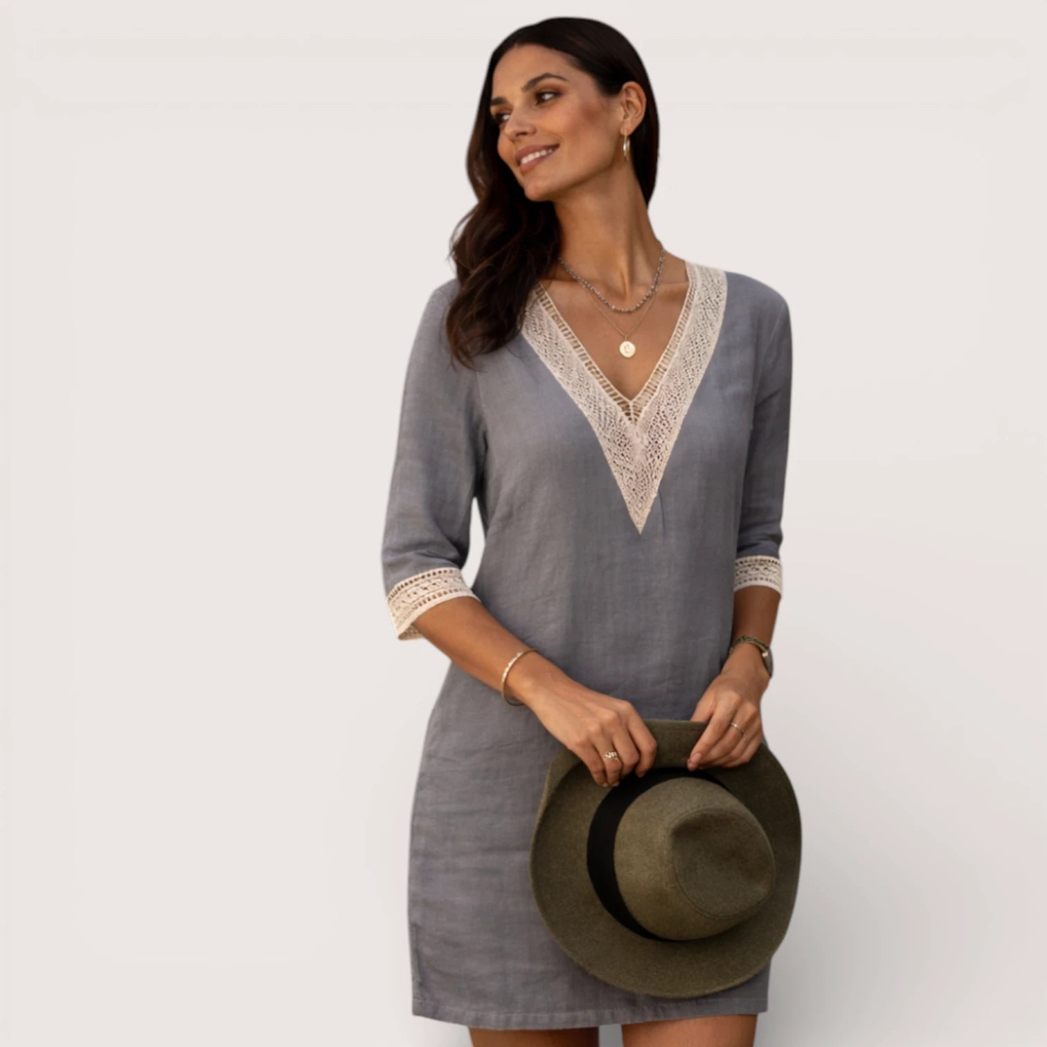 Elara | Women’s Linen V-Neck Summer Dress