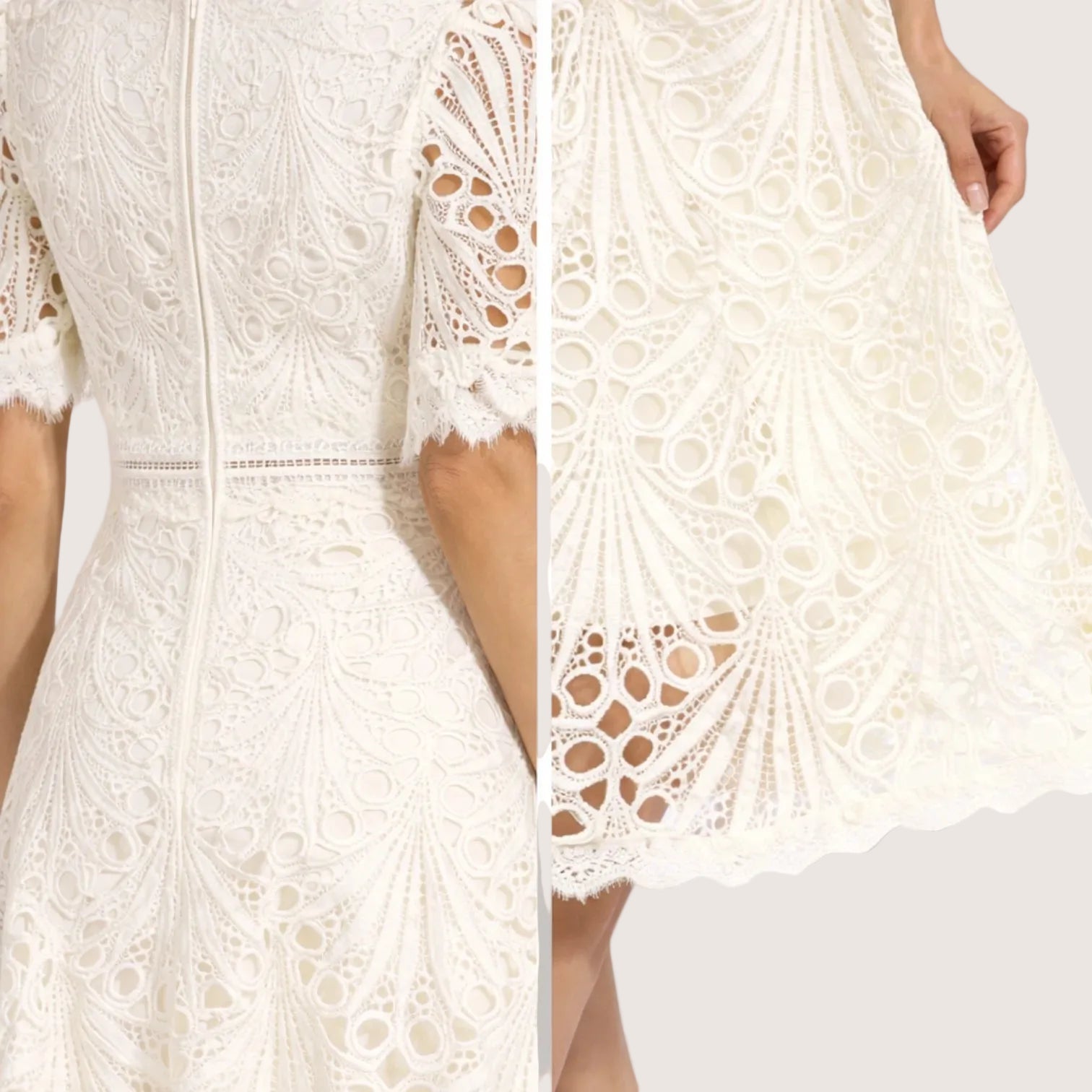 Aria | Women’s Short Sleeve Lace Fit & Flare Midi Dress