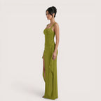 Selene Luxe Ruched Side Split Maxi Dress