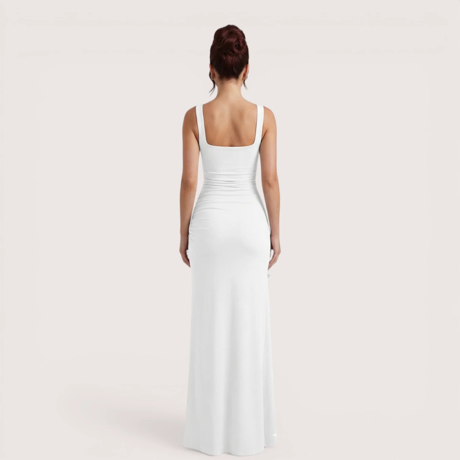 Selene Luxe Ruched Side Split Maxi Dress