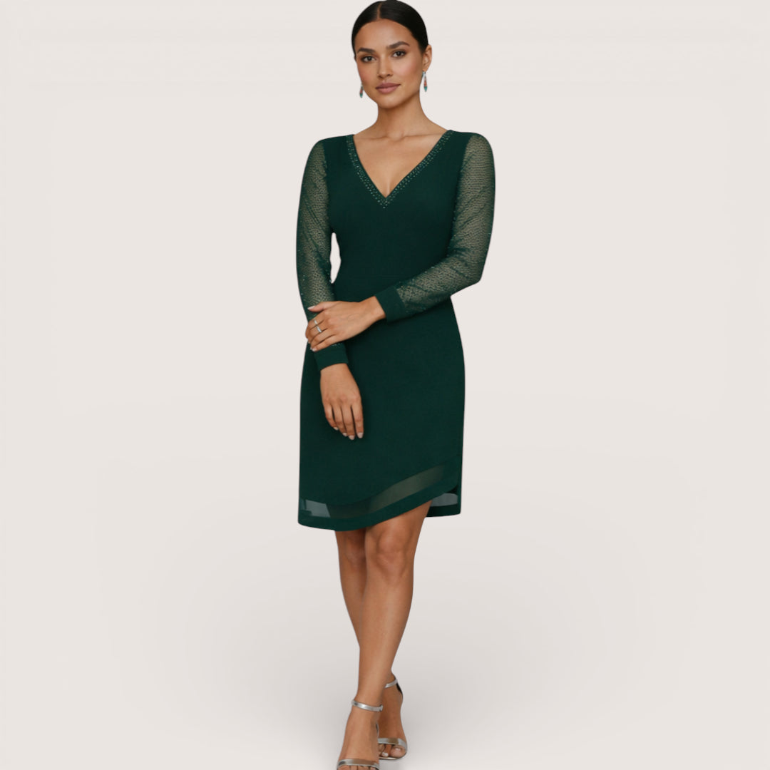 Serena | Women’s Mesh Sleeve V-Neck Dress