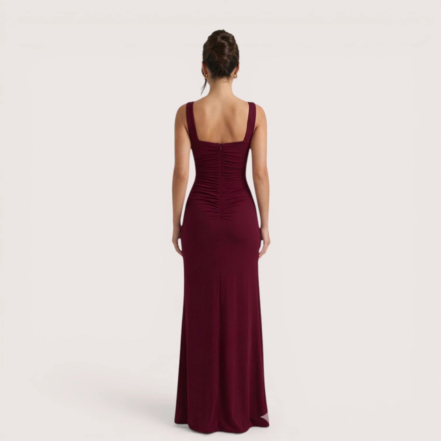 Selene Luxe Ruched Side Split Maxi Dress