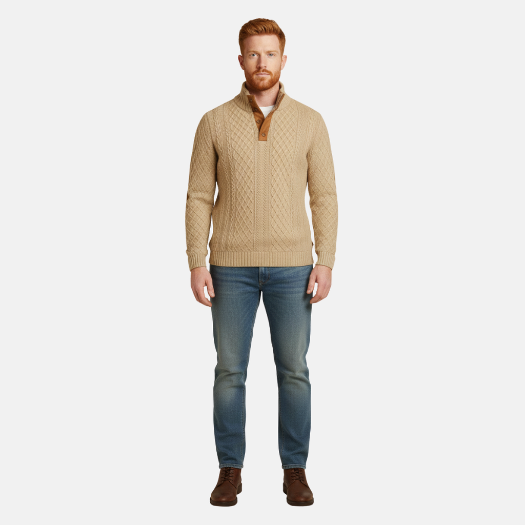 Nelson | Cable Knit Quarter-Zip Sweater
