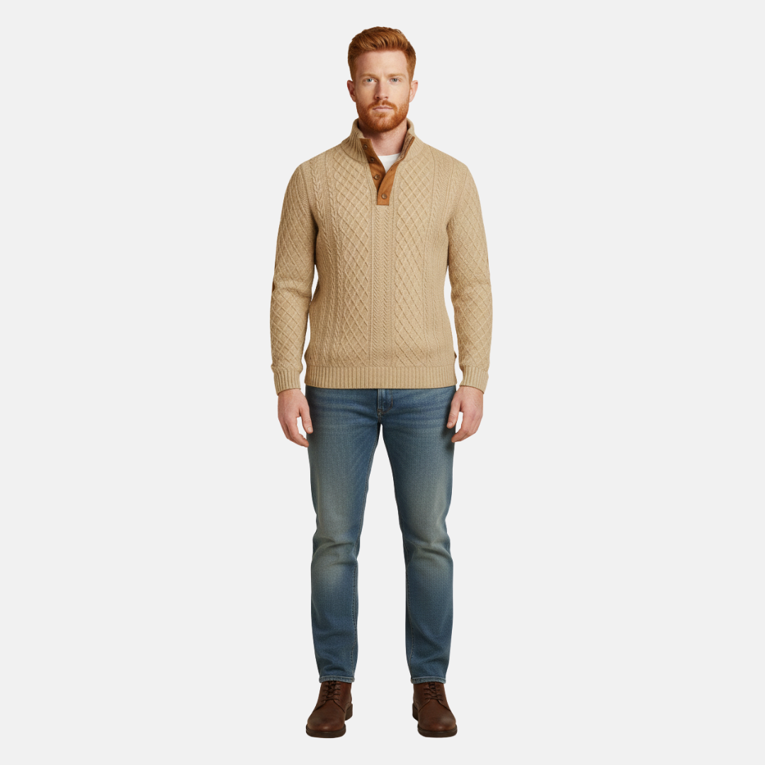 Nelson | Cable Knit Quarter-Zip Sweater