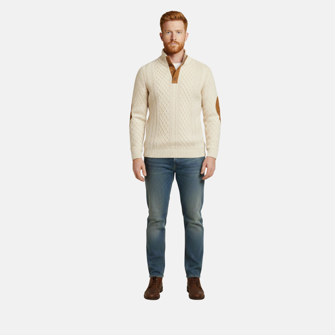 Nelson | Cable Knit Quarter-Zip Sweater