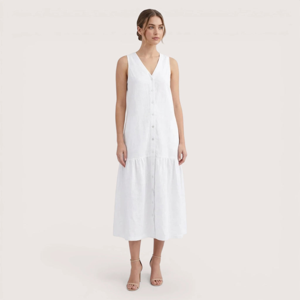 Liora | Women’s Sleeveless Button Midi Dress
