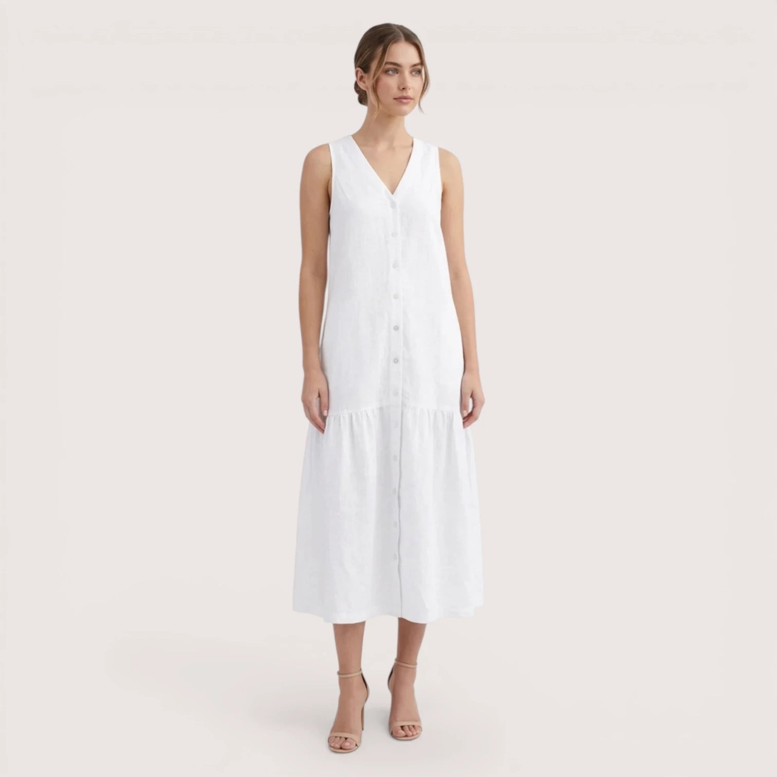 Liora | Women’s Sleeveless Button Midi Dress