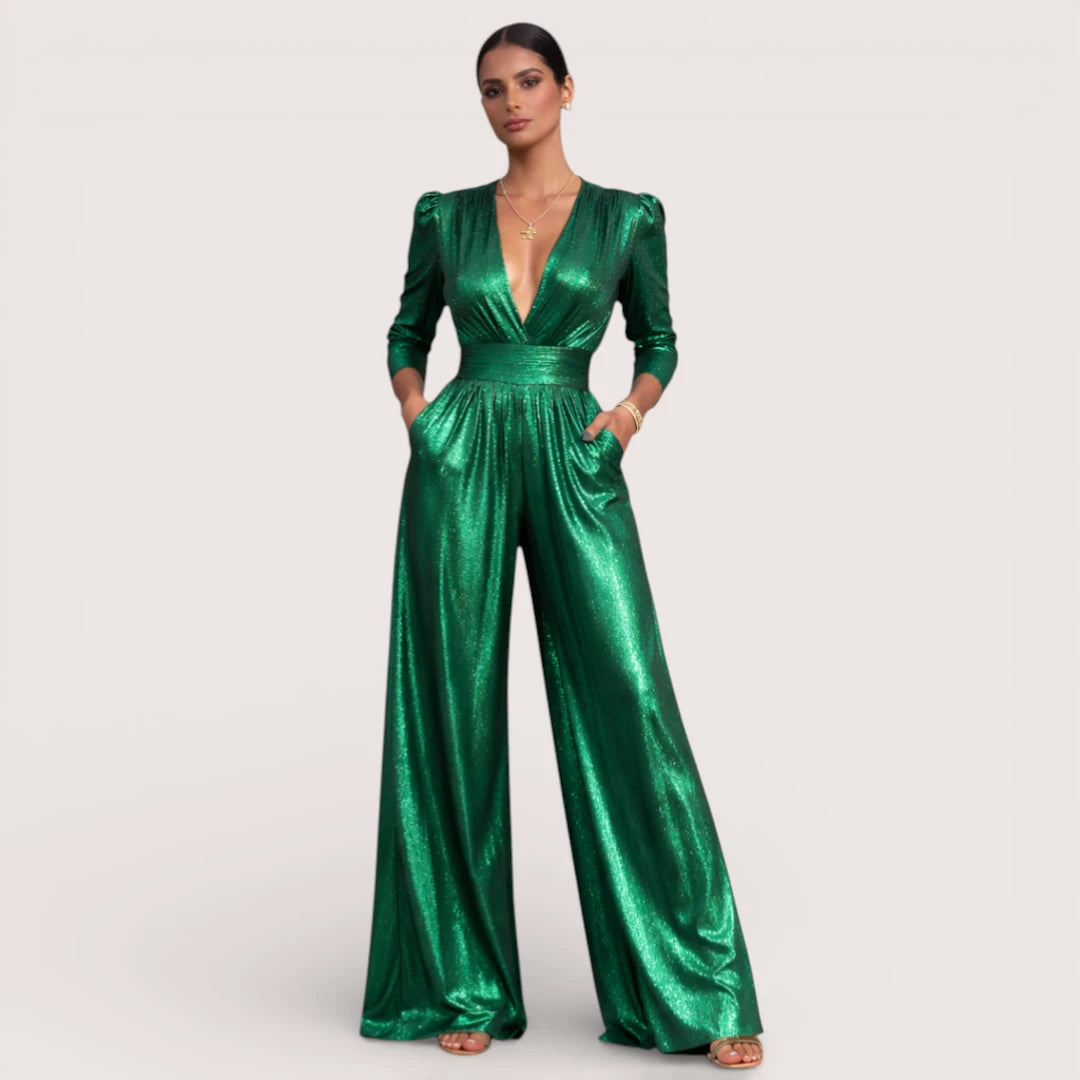 Valentina | Women’s Metallic Wide-Leg Jumpsuit