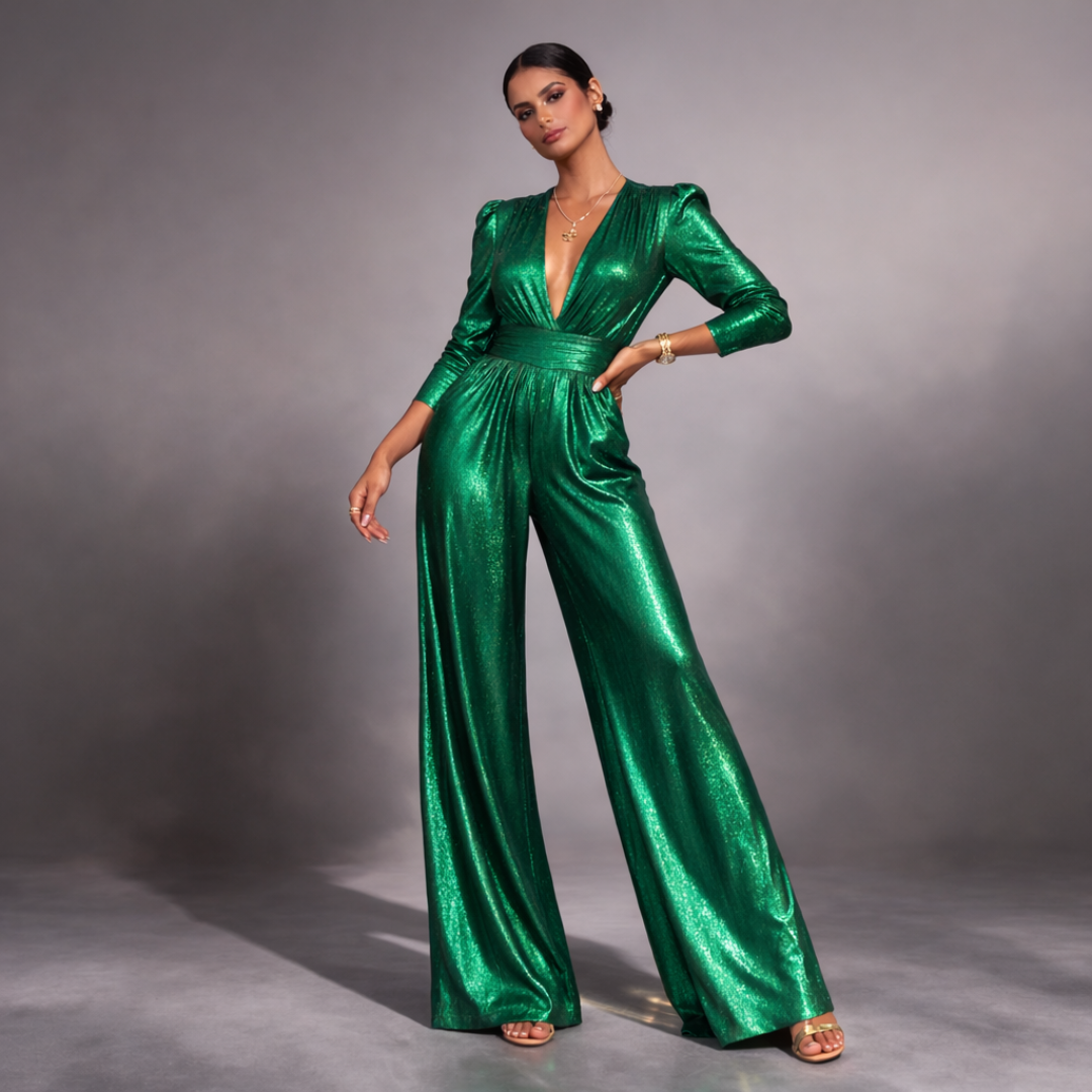 Valentina | Women’s Metallic Wide-Leg Jumpsuit