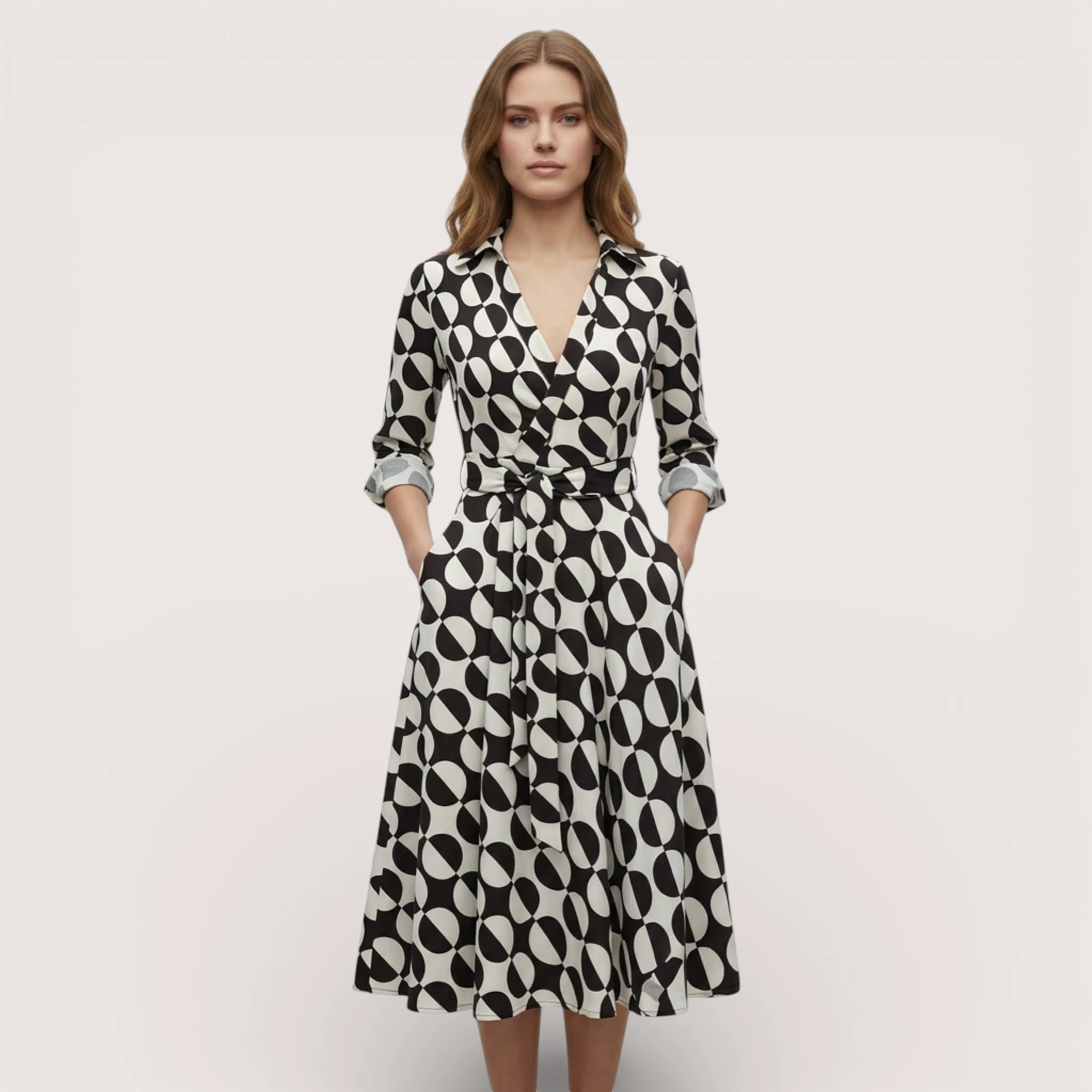 Chara | Printed V-Neck Ankle Length Dress