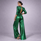 Valentina | Women’s Metallic Wide-Leg Jumpsuit