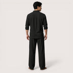 Milan | Men’s Linen Grandad Collar Shirt & Straight-Leg Trousers Set
