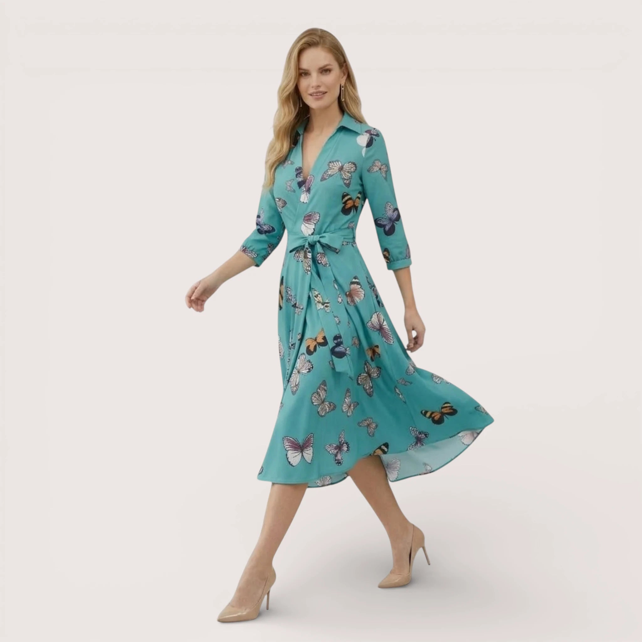 Chara | Printed V-Neck Ankle Length Dress