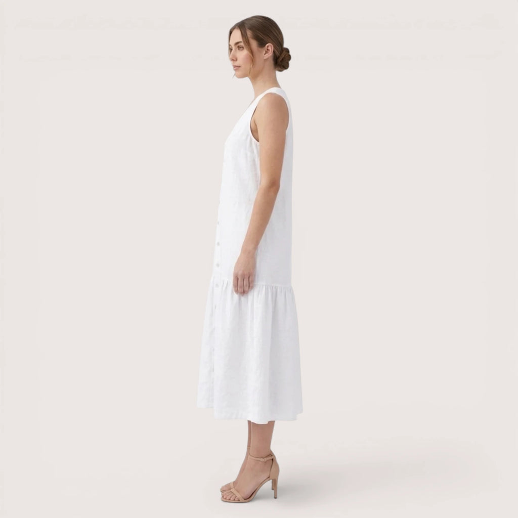 Liora | Women’s Sleeveless Button Midi Dress
