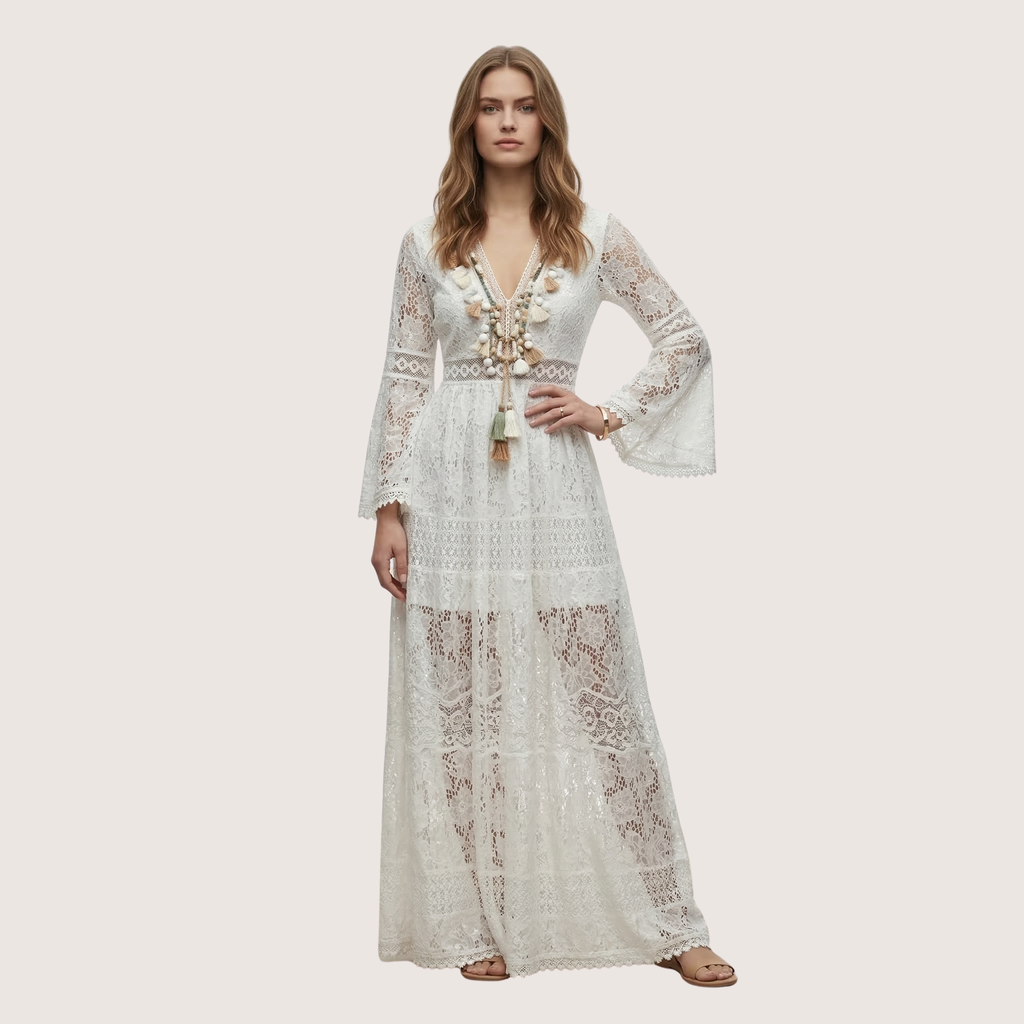 Lioren | Women’s Lace Tassel Maxi Dress