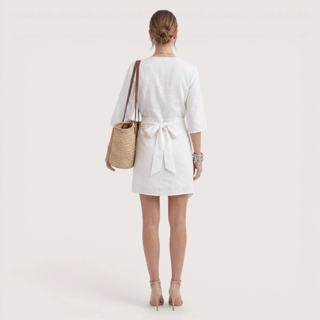 Amara | Women’s Linen Wrap Mini Dress