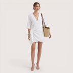 Amara | Women’s Linen Wrap Mini Dress