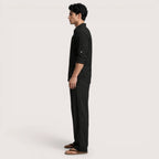 Milan | Men’s Linen Grandad Collar Shirt & Straight-Leg Trousers Set