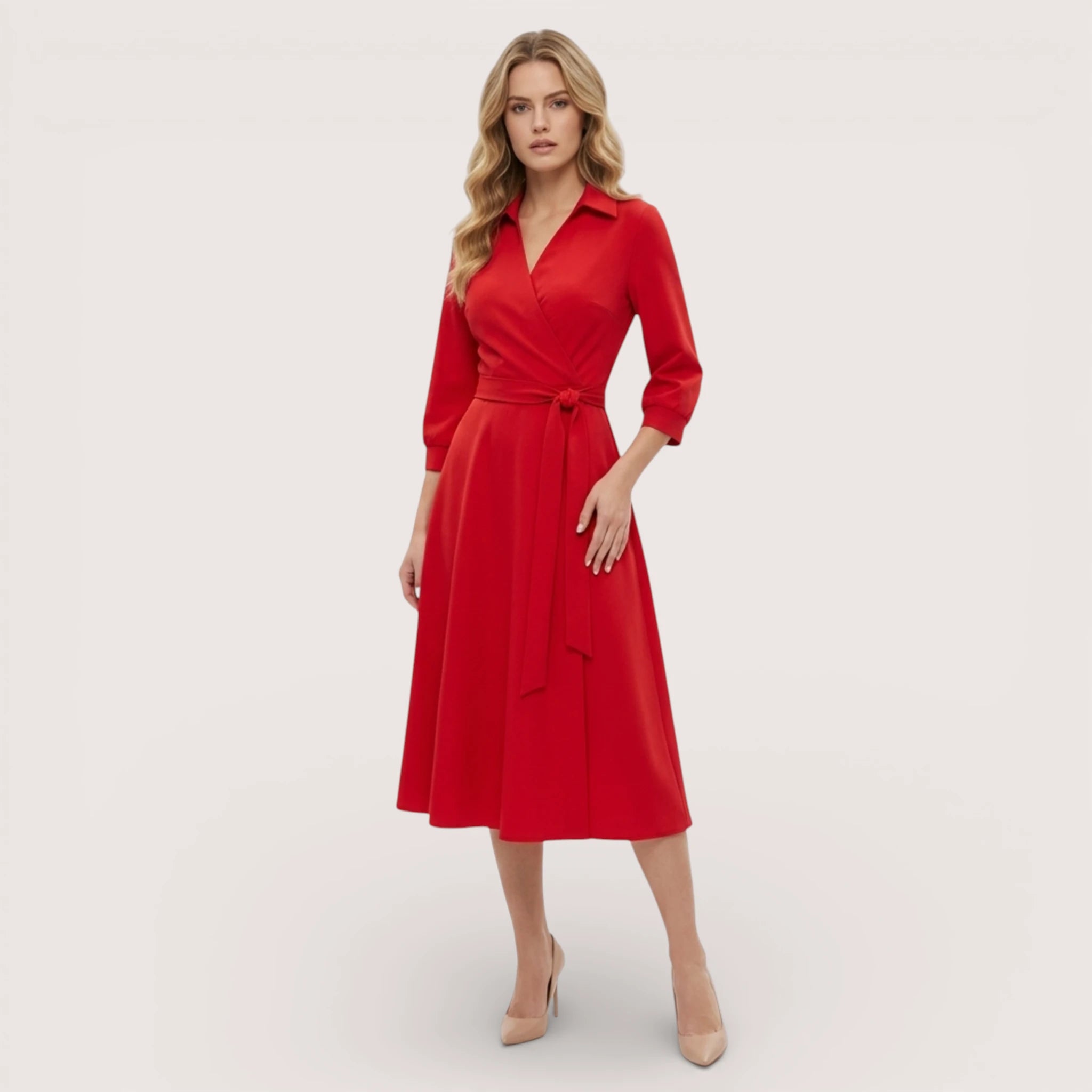 Chara | Printed V-Neck Ankle Length Dress
