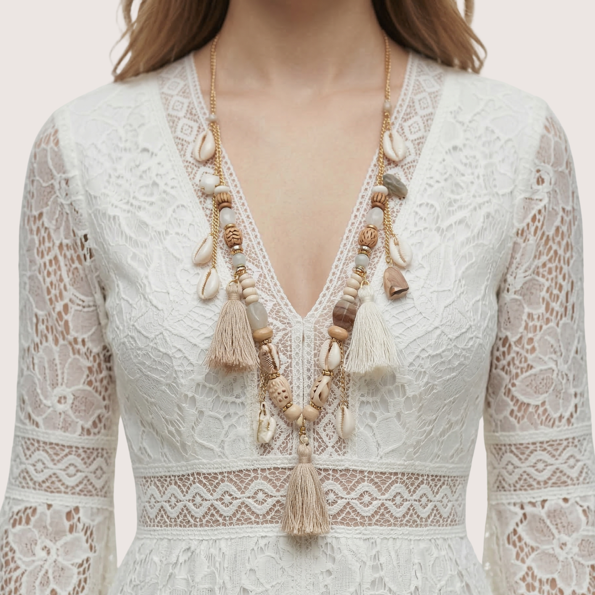 Lioren | Women’s Lace Tassel Maxi Dress