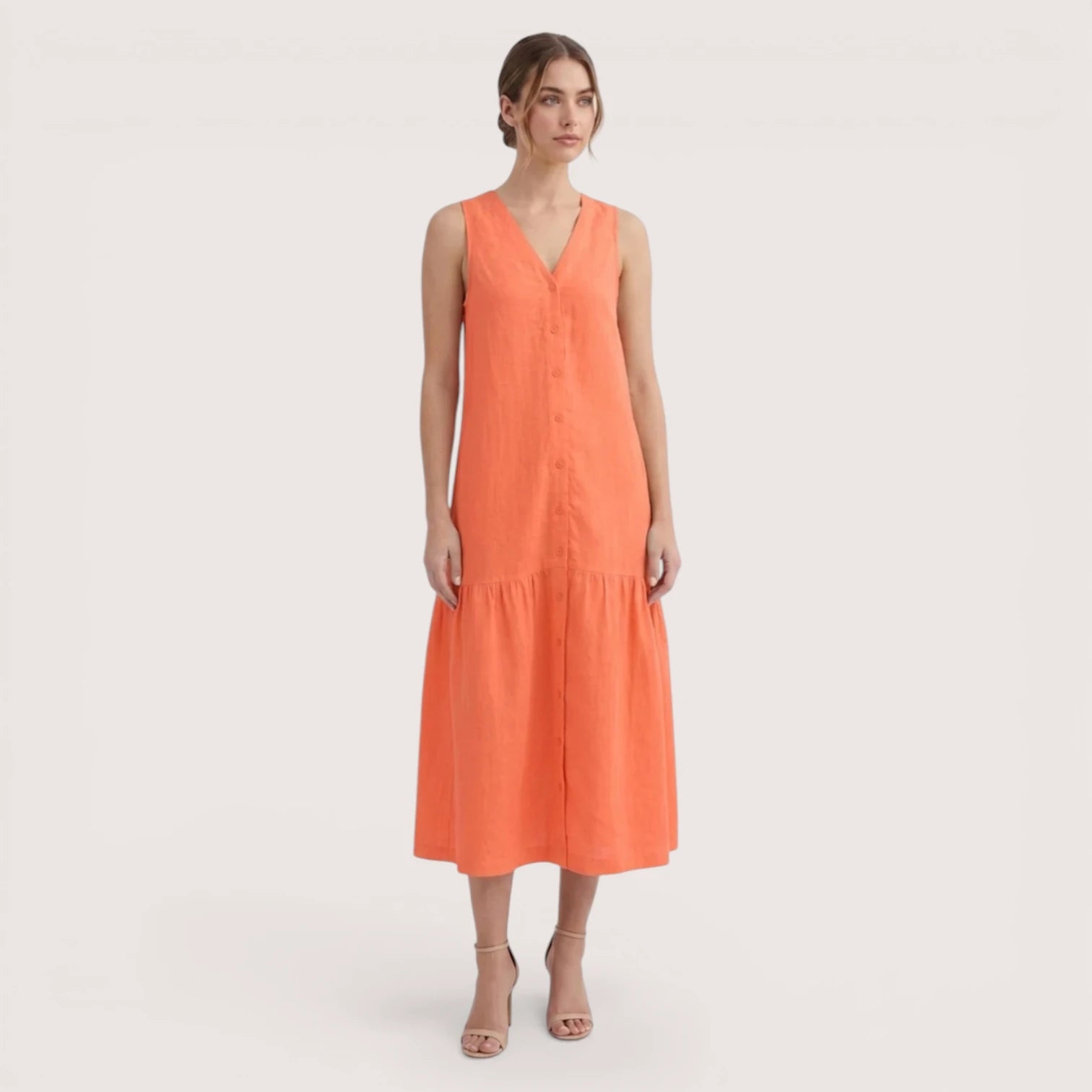 Liora | Women’s Sleeveless Button Midi Dress