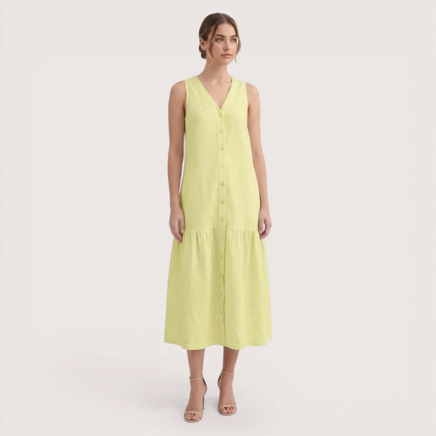 Liora | Women’s Sleeveless Button Midi Dress
