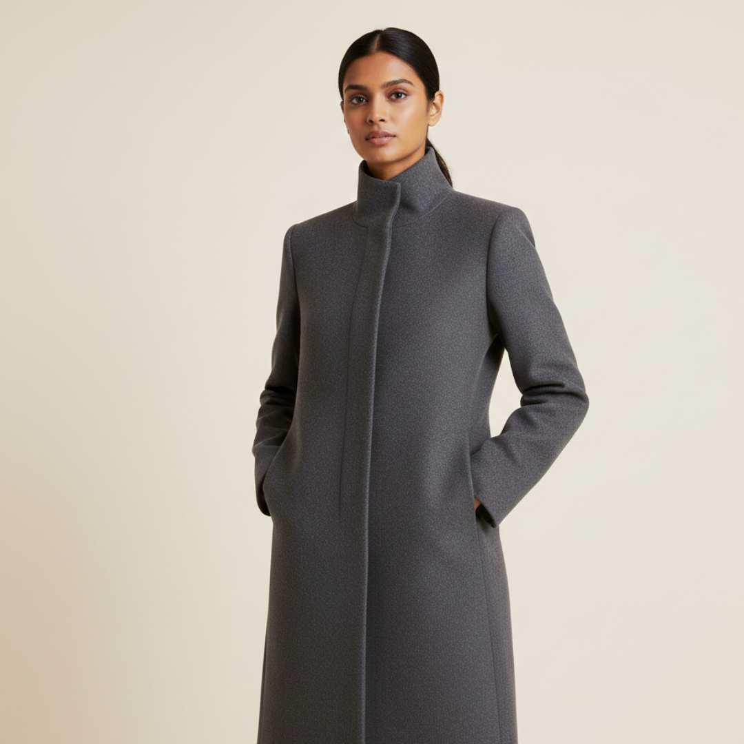 Vera | Women’s Long Coat with Stand Collar