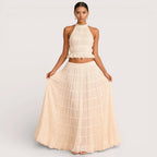 Elirienne | Women’s Ruffled Top & Tiered Maxi Skirt Set