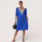 Elara | Women’s Linen V-Neck Summer Dress