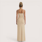 Selene Luxe Ruched Side Split Maxi Dress
