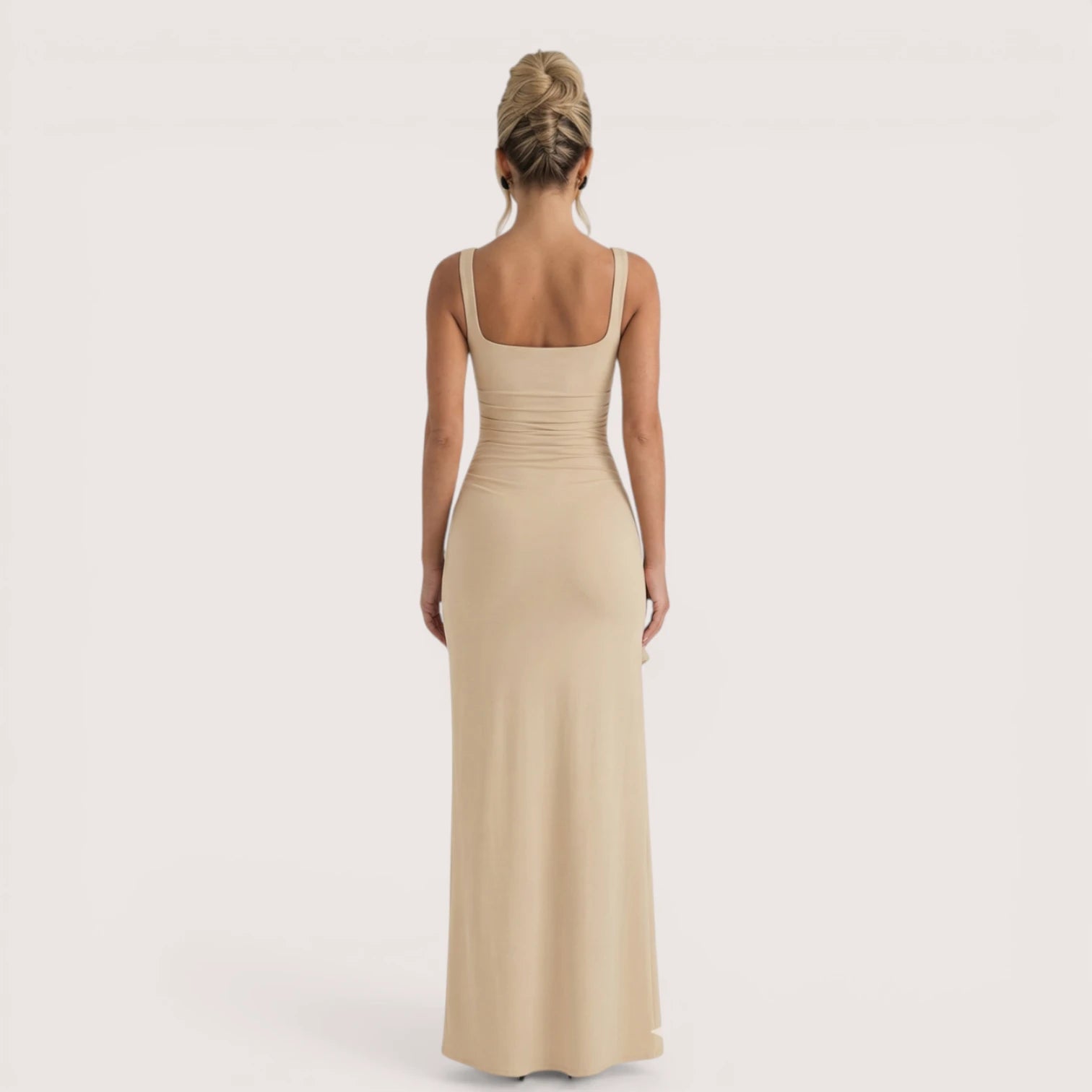 Selene Luxe Ruched Side Split Maxi Dress