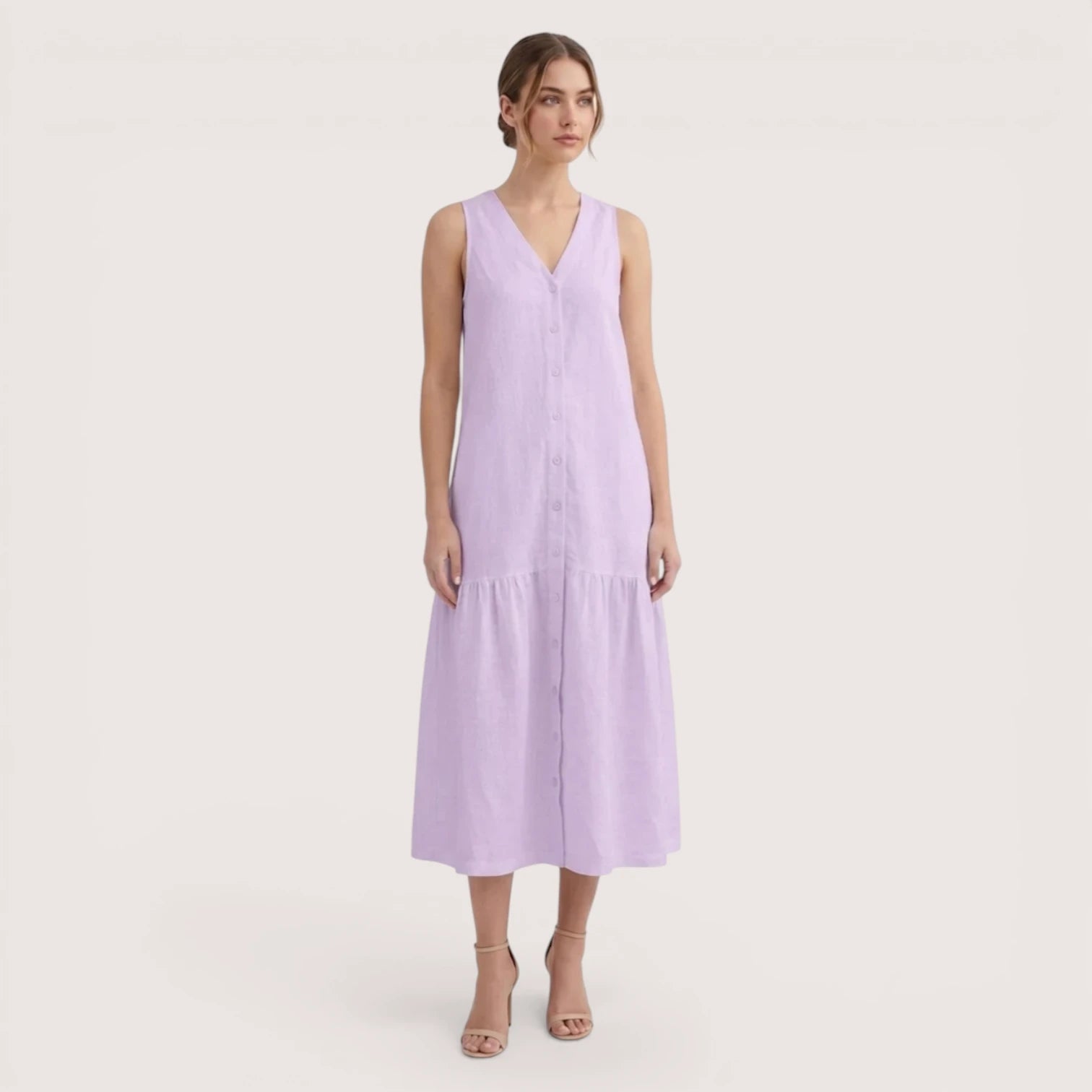 Liora | Women’s Sleeveless Button Midi Dress