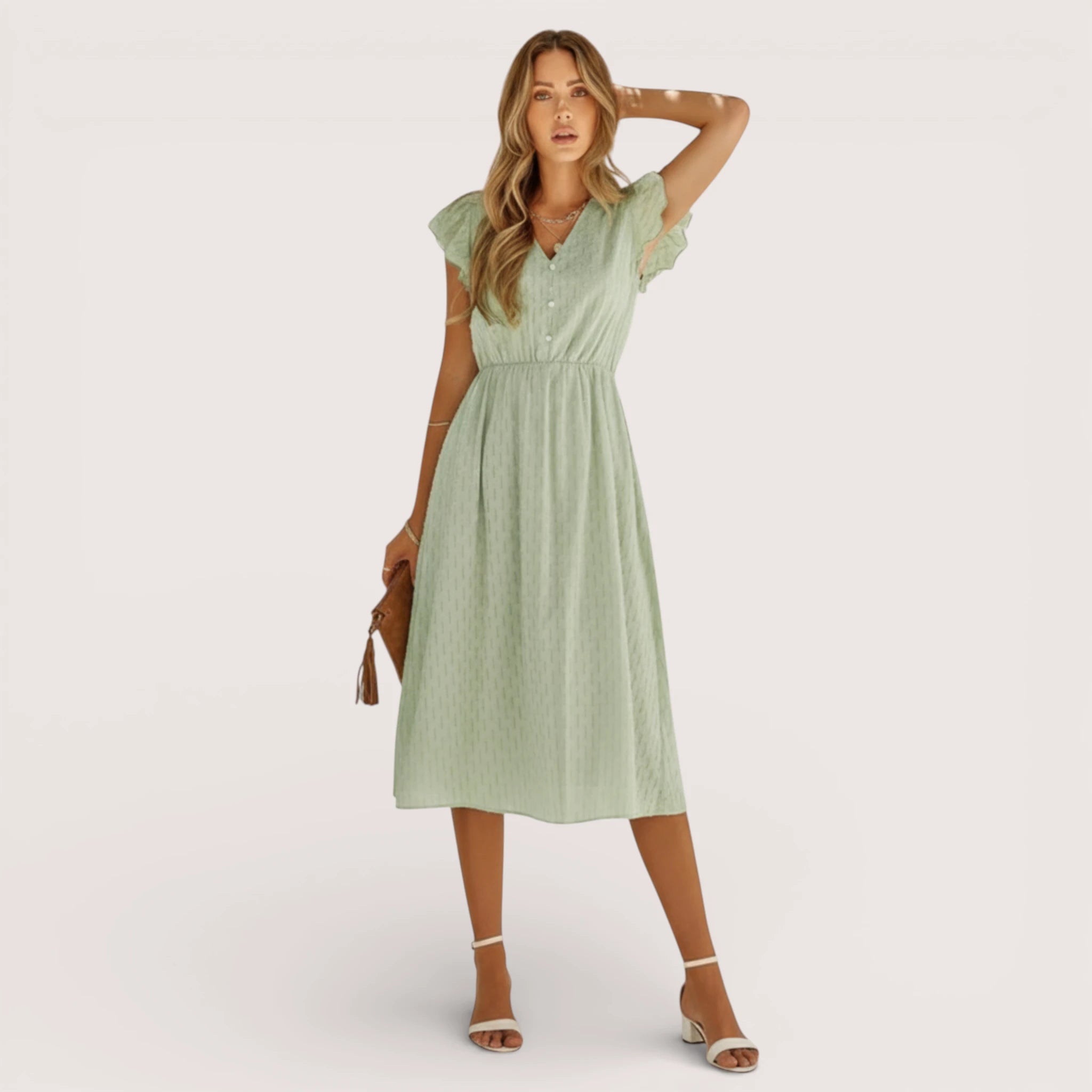 Ava | Flutter Sleeve Midi Dress