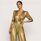 Valentina | Women’s Metallic Wide-Leg Jumpsuit