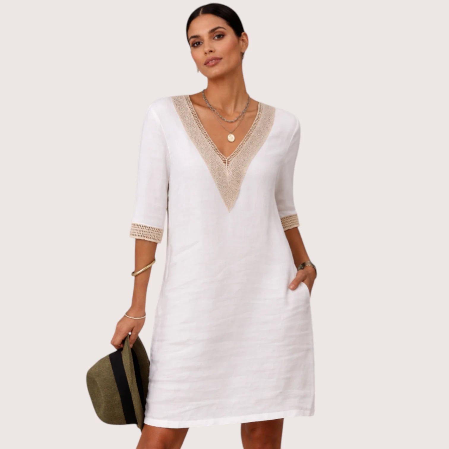 Elara | Women’s Linen V-Neck Summer Dress