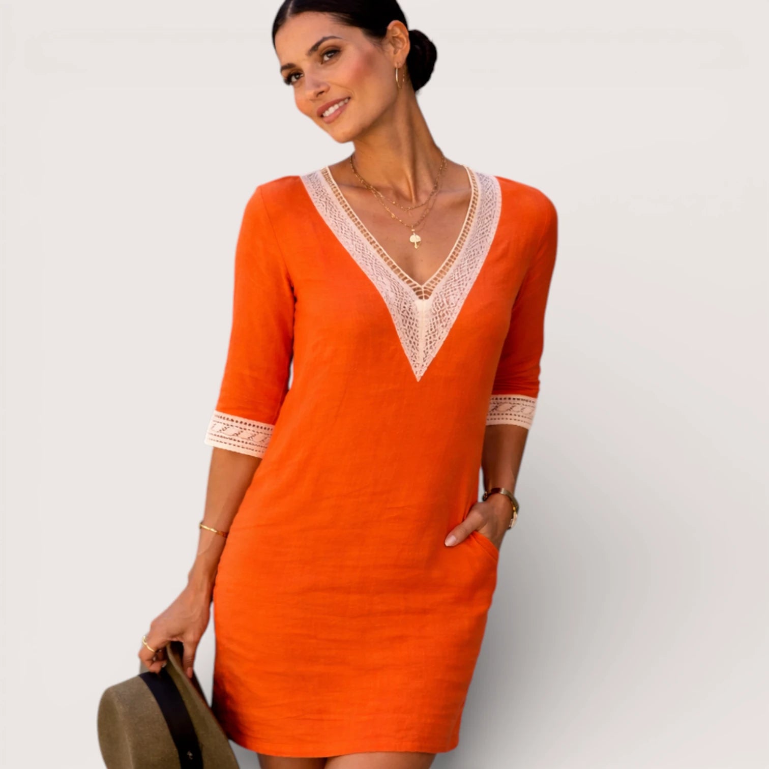 Elara | Women’s Linen V-Neck Summer Dress