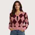 Sophia | Pink Argyle Knit Cardigan