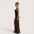 Selene Luxe Ruched Side Split Maxi Dress