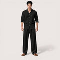 Milan | Men’s Linen Grandad Collar Shirt & Straight-Leg Trousers Set