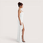 Selene Luxe Ruched Side Split Maxi Dress
