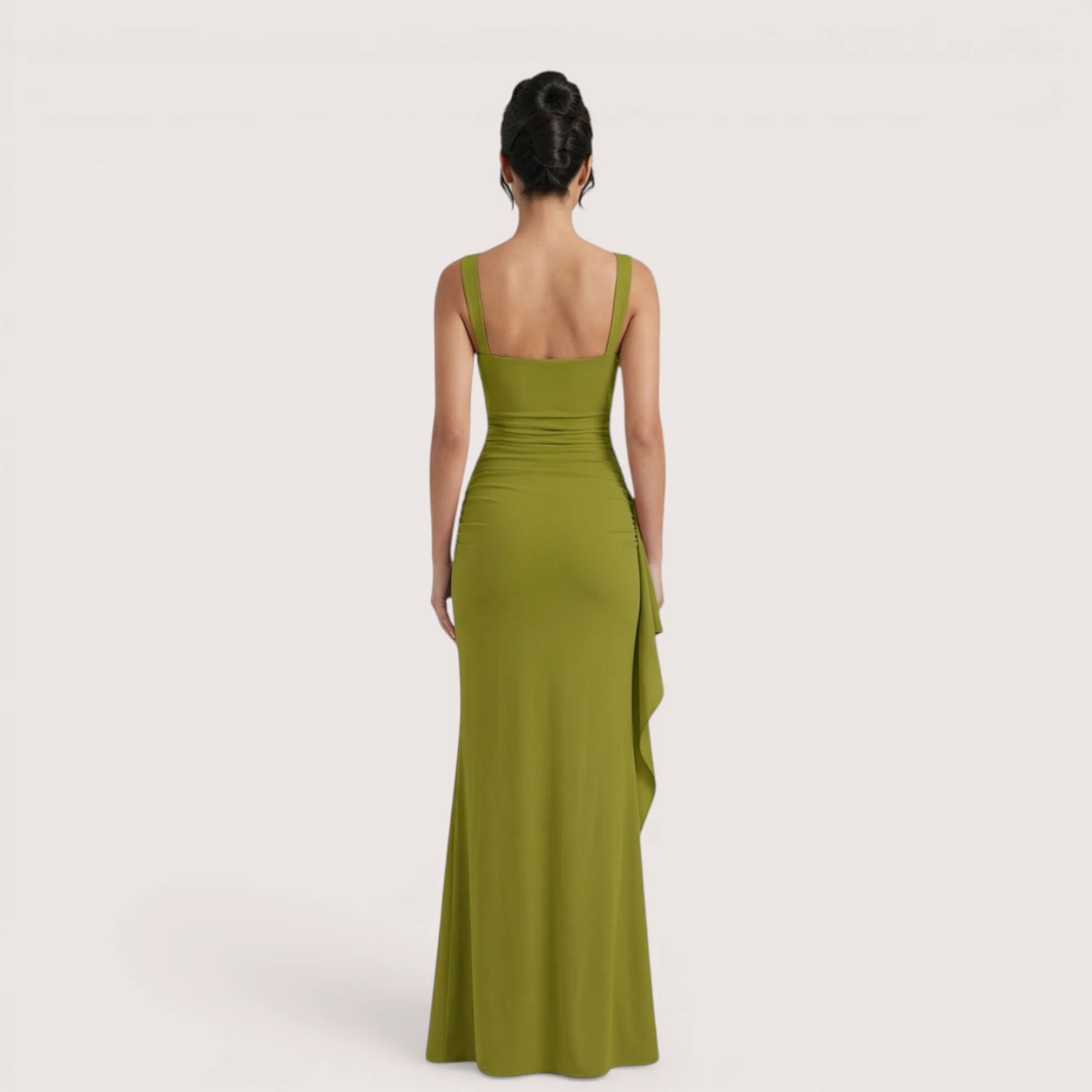 Selene Luxe Ruched Side Split Maxi Dress