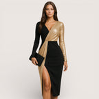 Valeria | Women’s One-Shoulder Contrast Midi Dress