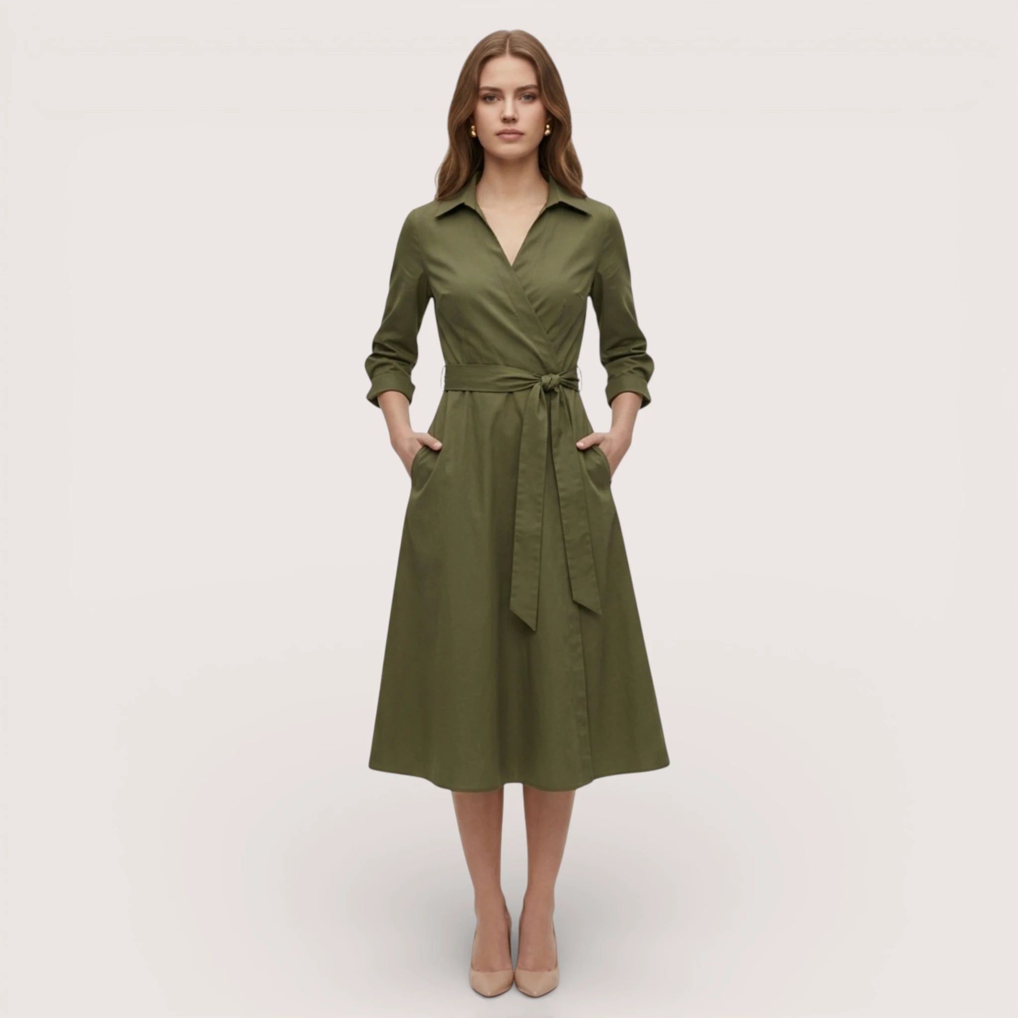 Chara | Printed V-Neck Ankle Length Dress