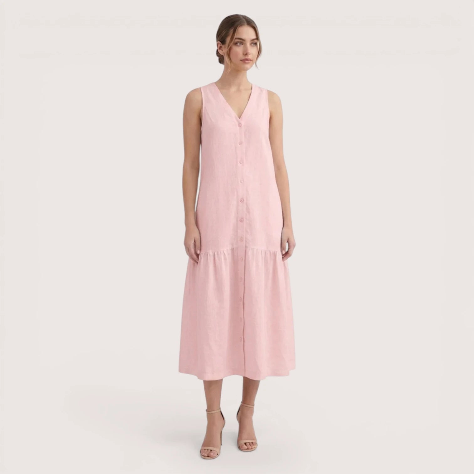 Liora | Women’s Sleeveless Button Midi Dress