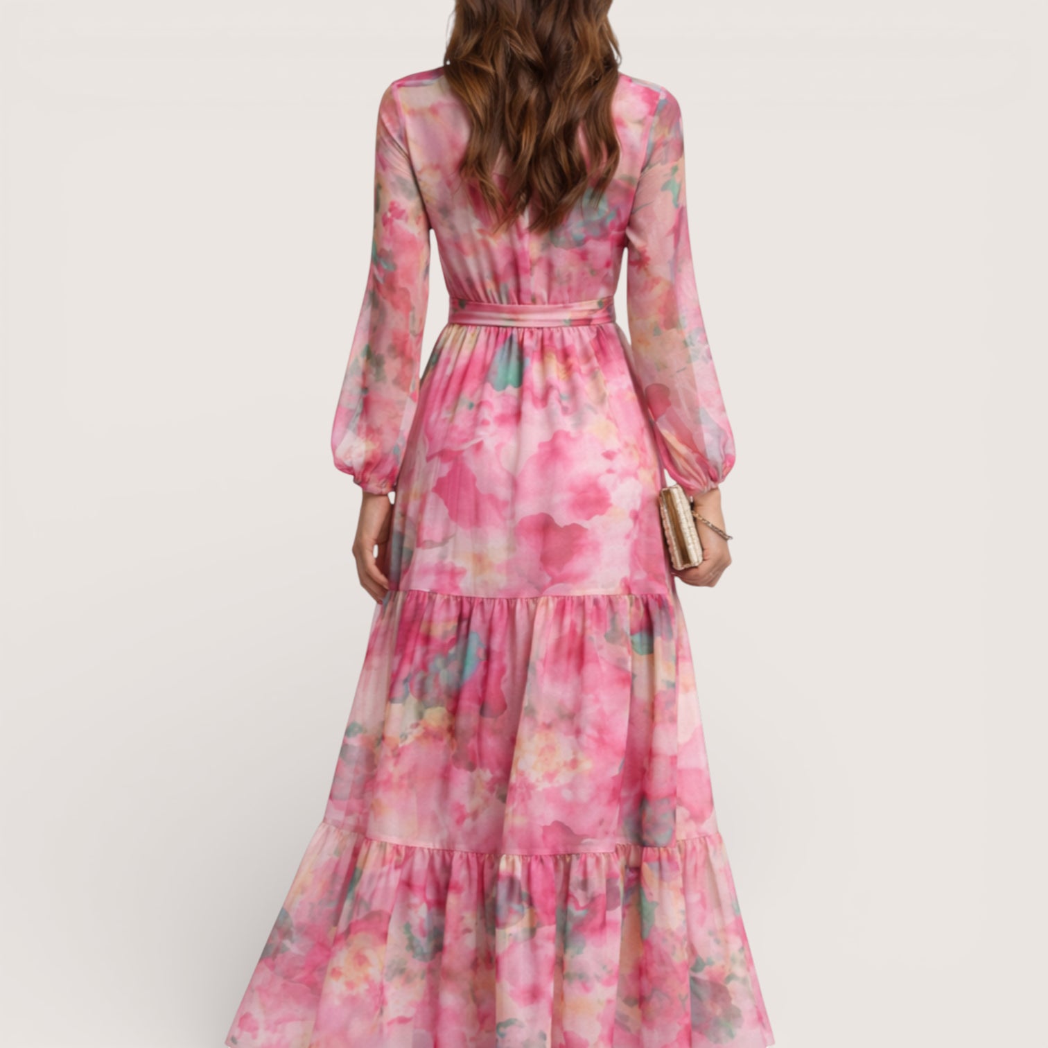 azalea wrap long sleeve maxi dress AZALEA WRAP LONG SLEEVE MAXI DRESS - LUMEN FLORAL