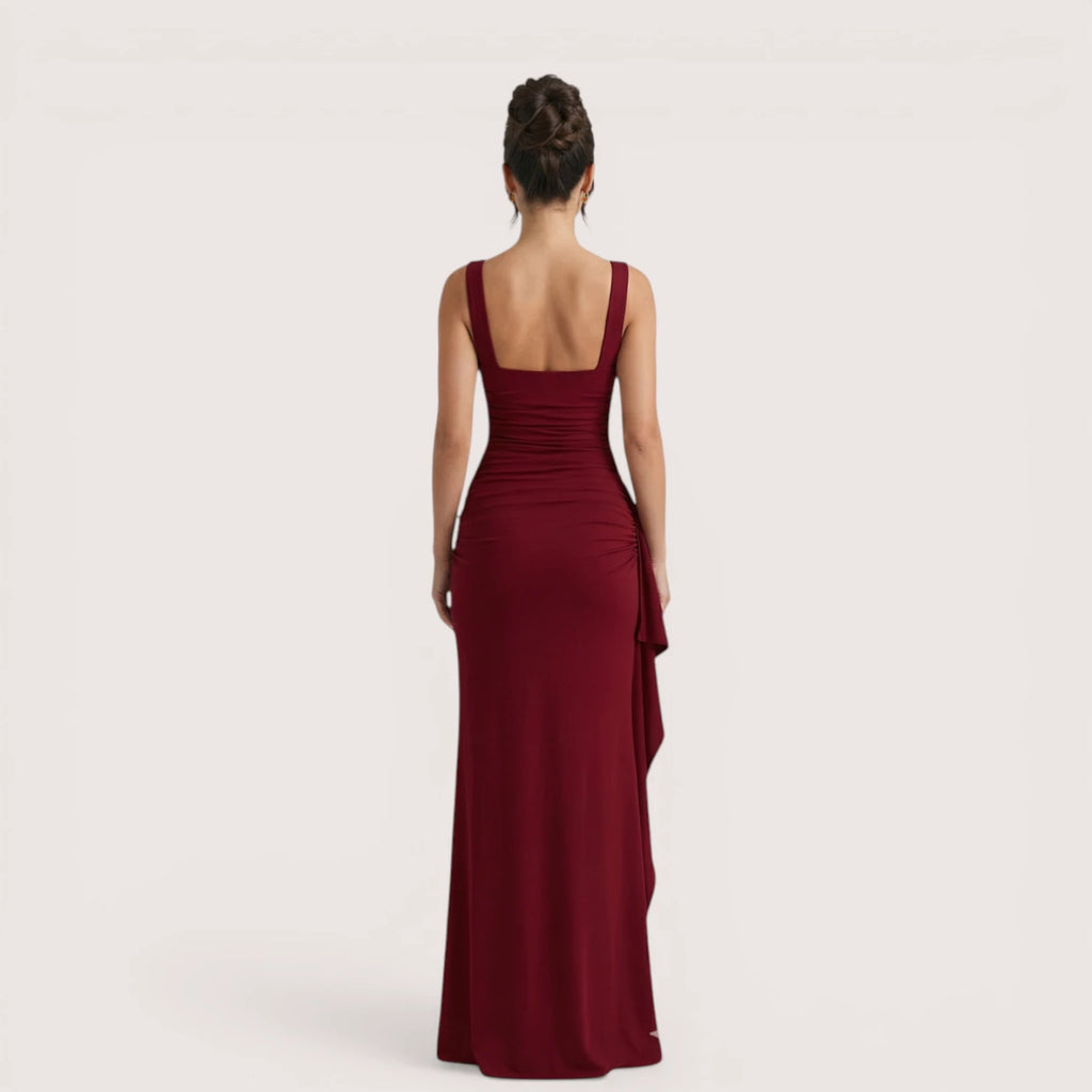 Selene Luxe Ruched Side Split Maxi Dress