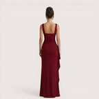 Selene Luxe Ruched Side Split Maxi Dress