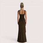 Selene Luxe Ruched Side Split Maxi Dress