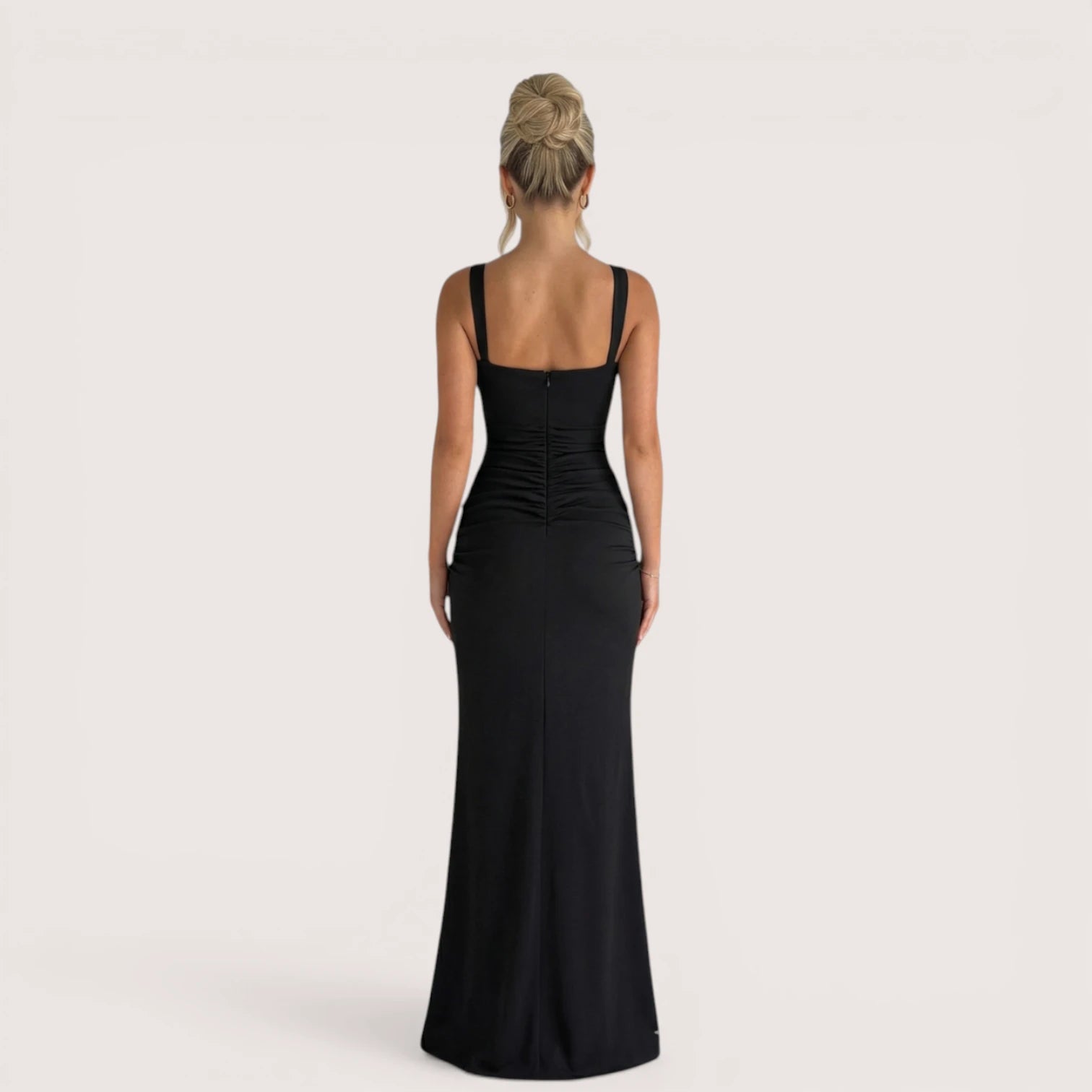 Selene Luxe Ruched Side Split Maxi Dress